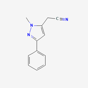 molecular formula C12H11N3 B1483273 2-(1-methyl-3-phenyl-1H-pyrazol-5-yl)acetonitrile CAS No. 2098106-45-5