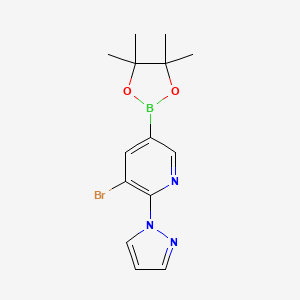 3-Bromo-2-(pyrazol-1-YL)-5-(4,4,5,5-tetramethyl-1,3,2-dioxaborolan-2-YL)pyridine