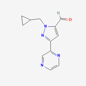 1-(cyclopropylmethyl)-3-(pyrazin-2-yl)-1H-pyrazole-5-carbaldehyde