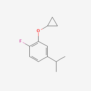 molecular formula C12H15FO B14833000 2-Cyclopropoxy-1-fluoro-4-isopropylbenzene 