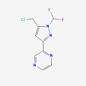 molecular formula C9H7ClF2N4 B1483304 2-(5-(chloromethyl)-1-(difluoromethyl)-1H-pyrazol-3-yl)pyrazine CAS No. 2092512-83-7