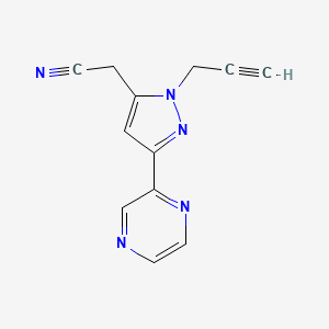 2-(1-(prop-2-yn-1-yl)-3-(pyrazin-2-yl)-1H-pyrazol-5-yl)acetonitrile