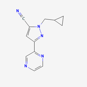 molecular formula C12H11N5 B1483325 1-(环丙基甲基)-3-(吡嗪-2-基)-1H-吡唑-5-甲腈 CAS No. 2098005-46-8