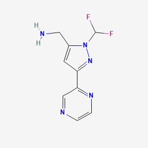 molecular formula C9H9F2N5 B1483329 (1-(difluoromethyl)-3-(pyrazin-2-yl)-1H-pyrazol-5-yl)methanamine CAS No. 2090595-07-4