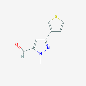molecular formula C9H8N2OS B1483342 1-methyl-3-(thiophen-3-yl)-1H-pyrazole-5-carbaldehyde CAS No. 2008862-55-1