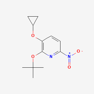 molecular formula C12H16N2O4 B14833494 2-Tert-butoxy-3-cyclopropoxy-6-nitropyridine 