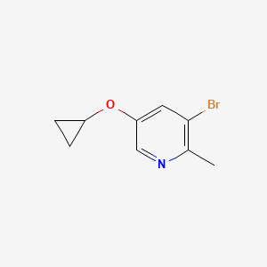 molecular formula C9H10BrNO B14833495 3-Bromo-5-cyclopropoxy-2-methylpyridine 