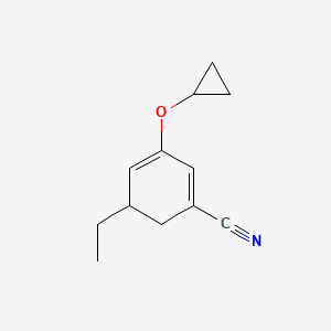 molecular formula C12H15NO B14833530 3-Cyclopropoxy-5-ethylcyclohexa-1,3-dienecarbonitrile 