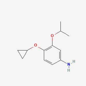 molecular formula C12H17NO2 B14833531 4-Cyclopropoxy-3-isopropoxyaniline 