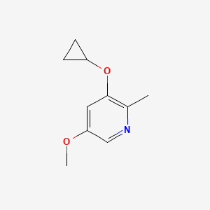 molecular formula C10H13NO2 B14833536 3-Cyclopropoxy-5-methoxy-2-methylpyridine 