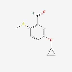 molecular formula C11H12O2S B14833613 5-Cyclopropoxy-2-(methylthio)benzaldehyde 