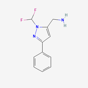 molecular formula C11H11F2N3 B1483366 (1-(二氟甲基)-3-苯基-1H-吡唑-5-基)甲胺 CAS No. 2092712-50-8