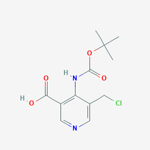 molecular formula C12H15ClN2O4 B14833666 4-((tert-Butoxycarbonyl)amino)-5-(chloromethyl)nicotinic acid 