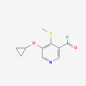 molecular formula C10H11NO2S B14833680 5-Cyclopropoxy-4-(methylthio)nicotinaldehyde 