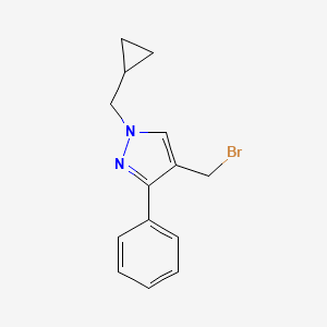 molecular formula C14H15BrN2 B1483369 4-(溴甲基)-1-(环丙基甲基)-3-苯基-1H-吡唑 CAS No. 2098075-06-8