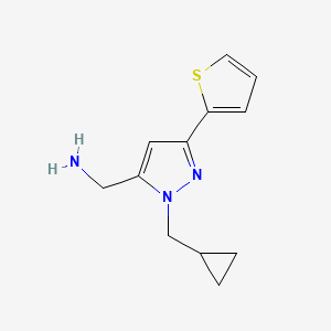 molecular formula C12H15N3S B1483374 (1-(cyclopropylmethyl)-3-(thiophen-2-yl)-1H-pyrazol-5-yl)methanamine CAS No. 2098005-69-5