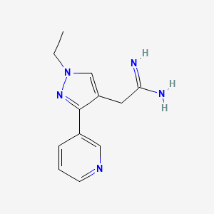 molecular formula C12H15N5 B1483386 2-(1-ethyl-3-(pyridin-3-yl)-1H-pyrazol-4-yl)acetimidamide CAS No. 2098089-82-6