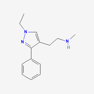 molecular formula C14H19N3 B1483393 2-(1-ethyl-3-phenyl-1H-pyrazol-4-yl)-N-methylethan-1-amine CAS No. 2098095-07-7