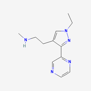 molecular formula C12H17N5 B1483396 2-(1-ethyl-3-(pyrazin-2-yl)-1H-pyrazol-4-yl)-N-methylethan-1-amine CAS No. 2098138-82-8