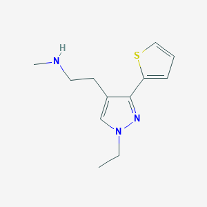 molecular formula C12H17N3S B1483397 2-(1-ethyl-3-(thiophen-2-yl)-1H-pyrazol-4-yl)-N-methylethan-1-amine CAS No. 2098015-74-6