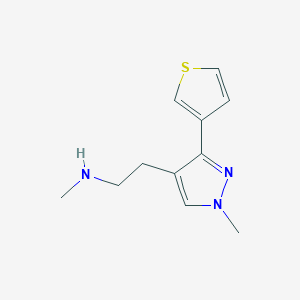 molecular formula C11H15N3S B1483398 N-methyl-2-(1-methyl-3-(thiophen-3-yl)-1H-pyrazol-4-yl)ethan-1-amine CAS No. 2098095-23-7