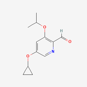 molecular formula C12H15NO3 B14833996 5-Cyclopropoxy-3-isopropoxypicolinaldehyde 