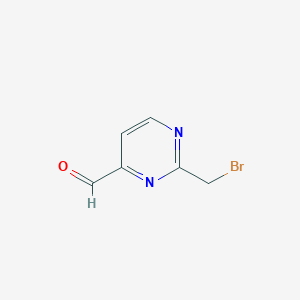 molecular formula C6H5BrN2O B14834034 2-(Bromomethyl)pyrimidine-4-carbaldehyde 