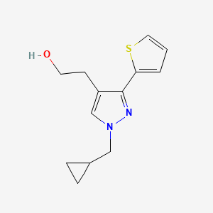 molecular formula C13H16N2OS B1483438 2-(1-(cyclopropylmethyl)-3-(thiophen-2-yl)-1H-pyrazol-4-yl)ethan-1-ol CAS No. 2098016-25-0