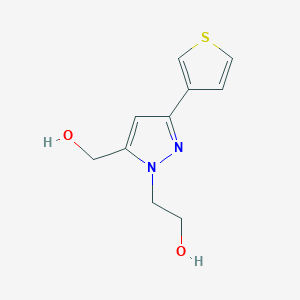 molecular formula C10H12N2O2S B1483442 2-(5-(hydroxymethyl)-3-(thiophen-3-yl)-1H-pyrazol-1-yl)ethan-1-ol CAS No. 2098041-16-6