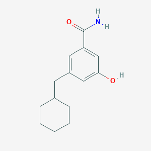 molecular formula C14H19NO2 B14834490 3-(Cyclohexylmethyl)-5-hydroxybenzamide 