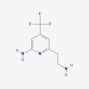 molecular formula C8H10F3N3 B14834502 6-(2-Aminoethyl)-4-(trifluoromethyl)pyridin-2-amine 