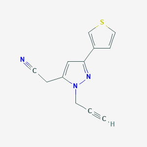 molecular formula C12H9N3S B1483452 2-(1-(prop-2-yn-1-yl)-3-(thiophen-3-yl)-1H-pyrazol-5-yl)acetonitrile CAS No. 2098104-52-8
