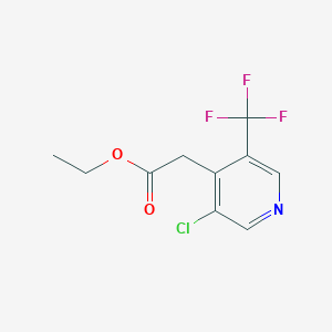 molecular formula C10H9ClF3NO2 B14834526 Ethyl 3-chloro-5-(trifluoromethyl)pyridine-4-acetate 