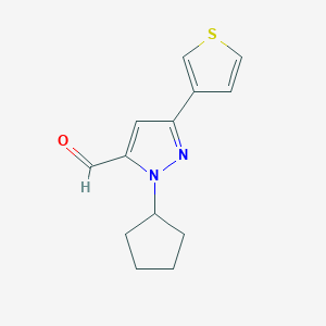 1-cyclopentyl-3-(thiophen-3-yl)-1H-pyrazole-5-carbaldehyde