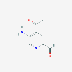 molecular formula C8H8N2O2 B14834541 4-Acetyl-5-aminopyridine-2-carbaldehyde 