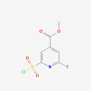 molecular formula C7H5ClFNO4S B14834589 Methyl 2-(chlorosulfonyl)-6-fluoroisonicotinate 