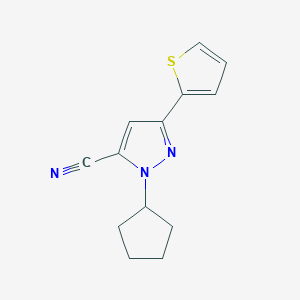 molecular formula C13H13N3S B1483463 1-cyclopentyl-3-(thiophen-2-yl)-1H-pyrazole-5-carbonitrile CAS No. 2098070-07-4