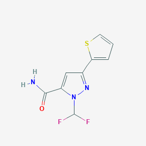 molecular formula C9H7F2N3OS B1483470 1-(difluoromethyl)-3-(thiophen-2-yl)-1H-pyrazole-5-carboxamide CAS No. 2097958-70-6