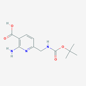 molecular formula C12H17N3O4 B14834701 2-Amino-6-(((tert-butoxycarbonyl)amino)methyl)nicotinic acid 