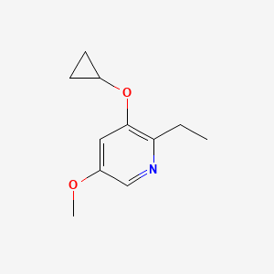 molecular formula C11H15NO2 B14834757 3-Cyclopropoxy-2-ethyl-5-methoxypyridine 