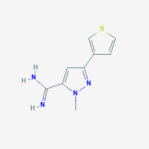 molecular formula C9H10N4S B1483478 1-methyl-3-(thiophen-3-yl)-1H-pyrazole-5-carboximidamide CAS No. 2098104-01-7