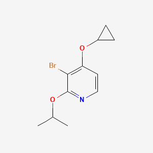 molecular formula C11H14BrNO2 B14834913 3-Bromo-4-cyclopropoxy-2-isopropoxypyridine 