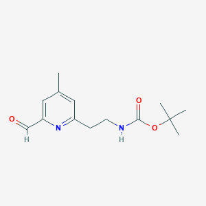 molecular formula C14H20N2O3 B14834932 Tert-butyl 2-(6-formyl-4-methylpyridin-2-YL)ethylcarbamate 