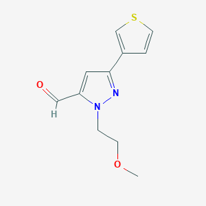 1-(2-methoxyethyl)-3-(thiophen-3-yl)-1H-pyrazole-5-carbaldehyde