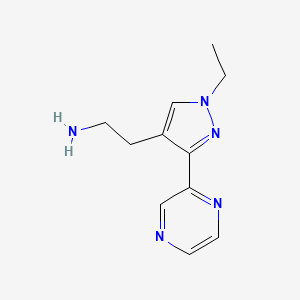 2-(1-ethyl-3-(pyrazin-2-yl)-1H-pyrazol-4-yl)ethan-1-amine