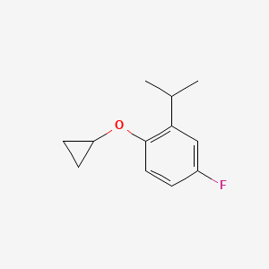 molecular formula C12H15FO B14835179 1-Cyclopropoxy-4-fluoro-2-isopropylbenzene 