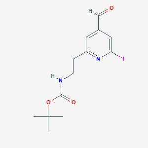 molecular formula C13H17IN2O3 B14835287 Tert-butyl 2-(4-formyl-6-iodopyridin-2-YL)ethylcarbamate 