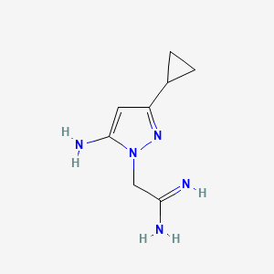 molecular formula C8H13N5 B1483530 2-(5-アミノ-3-シクロプロピル-1H-ピラゾール-1-イル)アセチミドアミド CAS No. 2092515-90-5