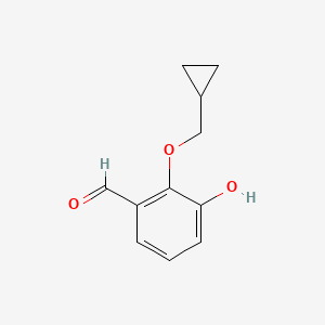 molecular formula C11H12O3 B14835393 2-(Cyclopropylmethoxy)-3-hydroxybenzaldehyde CAS No. 1243373-61-6