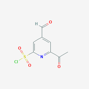 molecular formula C8H6ClNO4S B14835595 6-Acetyl-4-formylpyridine-2-sulfonyl chloride 